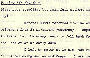 Haig's diary entry for 5 November, 1918