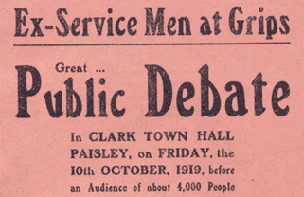 Detail from leaflet advertising a public debate