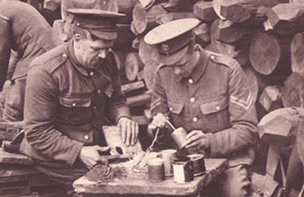 Soldiers making their own grenades