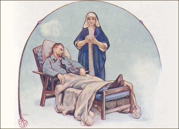 Poster showing nurse and convalescent soldier