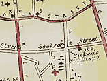 Detail from map showing streets