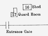 Gate and guard room details from asylum plan