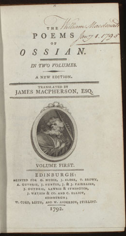 Front page of The Poems of Ossian, 1792