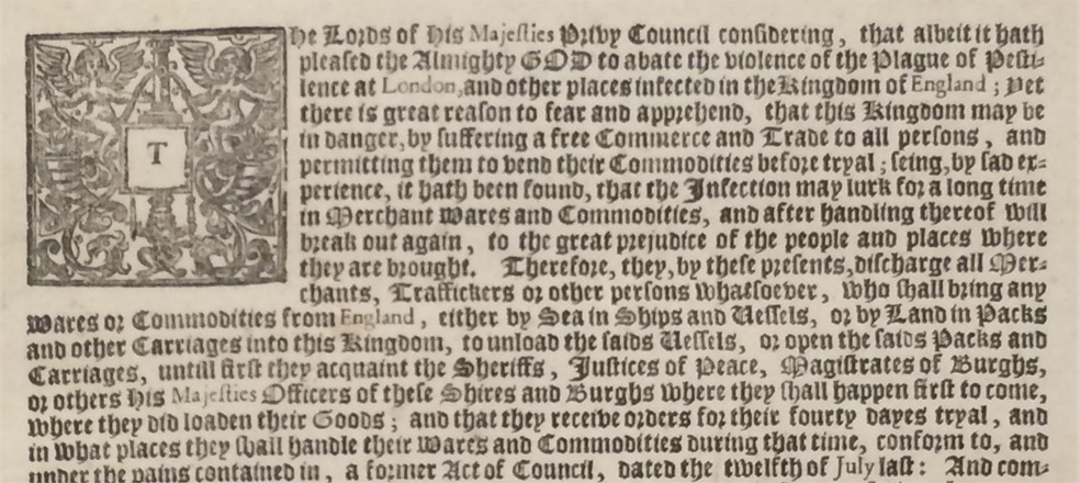 Act discharging the vending of any goods brought from England. Edinburgh, 1666.