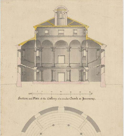 John Adam. Section and Plan of a Church at Inveraray (1752-77)