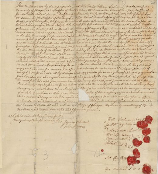 Appointment of William Rouet to act on behalf of the University of Glasgow (1757)
