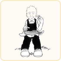 Oor Wullie eats fish and chips