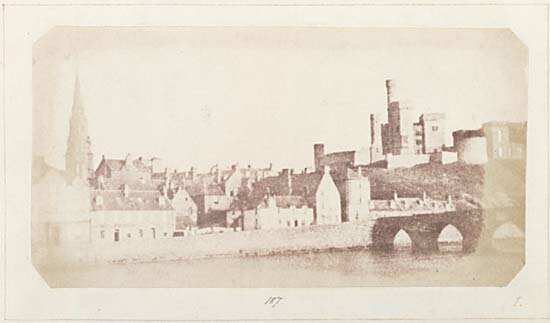View of Inverness showing bridge (washed away in Janury 1849) over River Ness and Inverness Castle.