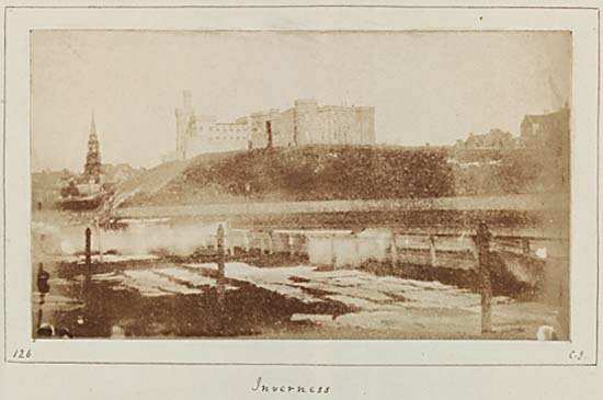 View of Inverness showing River Ness in foreground and Inverness Castle in background.