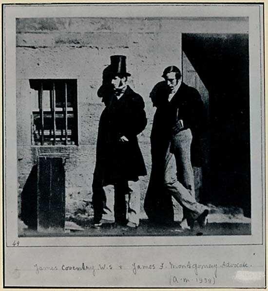 Photocopy of calotype of James Coventry (wearing stove-pipe hat), Writer to the Signet, and James Francis Montgomery, Advocate.