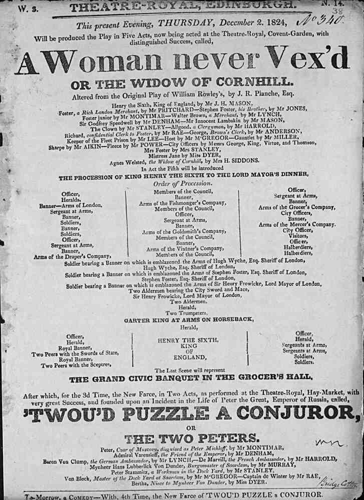 A Woman Never Vex'd; or, The Widow of Cornhill