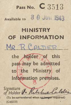 Calder's Ministry of Information pass