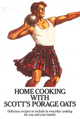 Kilted Scotsman on porridge oats advert
