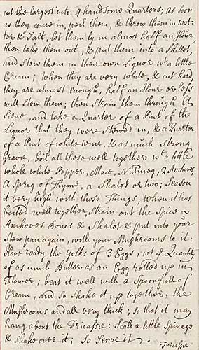Page of handwritten recipe