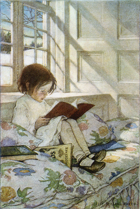 Illustration of girl reading