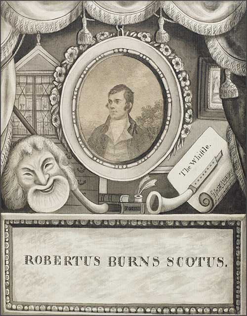 Title page illustration with image of Robert Burns