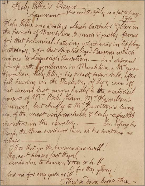 Handwritten page of introduction to poem