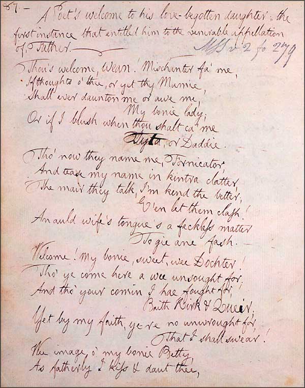 Handwritten first page of poem