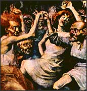 Painting of warlocks and witches dancing, by Orr