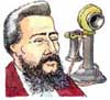 Colour line drawing of Alexander Graham Bell