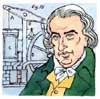 Colour line drawing of James Watt