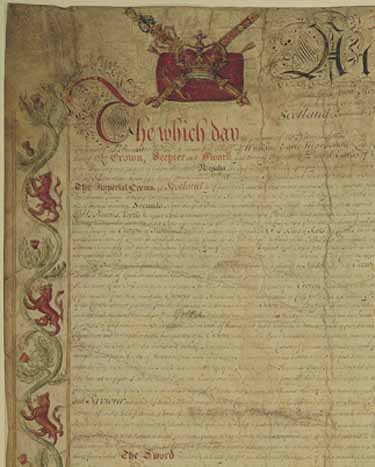 Order to lay up the Honours of Scotland